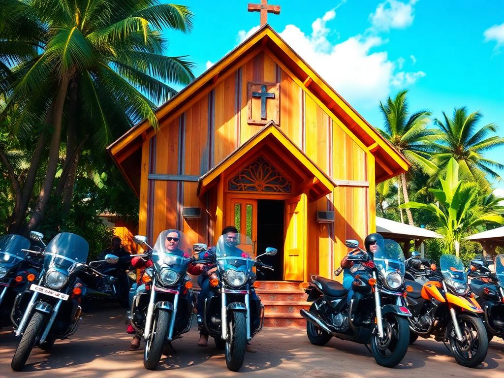 Messe des motards à Cacao